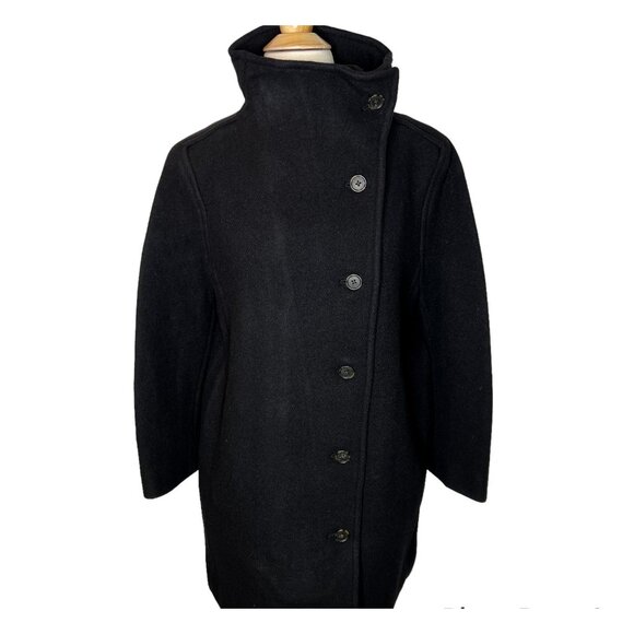 J.Crew Womens $375 Villa Coat Italian Wool Black Size 4 BA538 - Picture 4 of 10